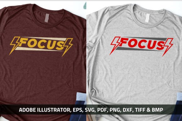 Focus Retro Lightning Typography T-Shirt