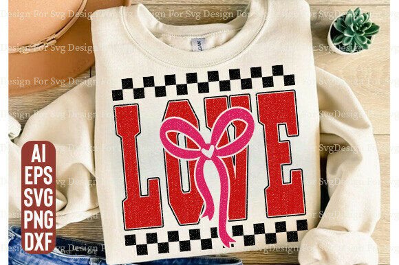 Love Valentines PNG, Retro Checked Valen