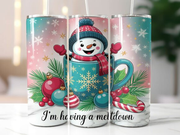 Retro Christmas Snowman Tumbler Wrap PNG Review