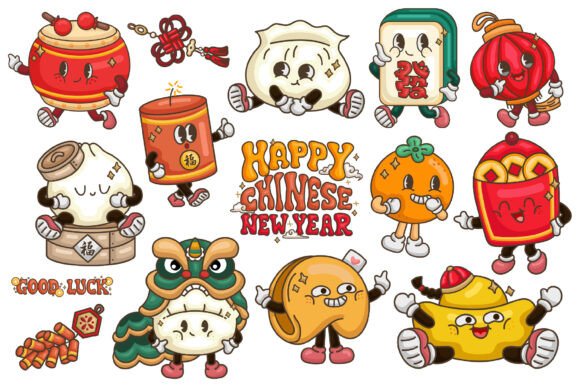 Retro Lunar Chinese New Year Clipart Review